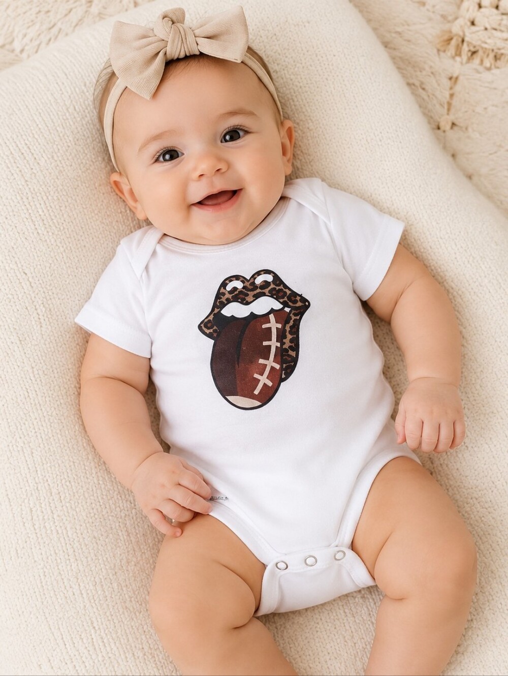 HG Creations Football Game Day Baby Bodysuit | Leopard Tongue Graphic Onesie
